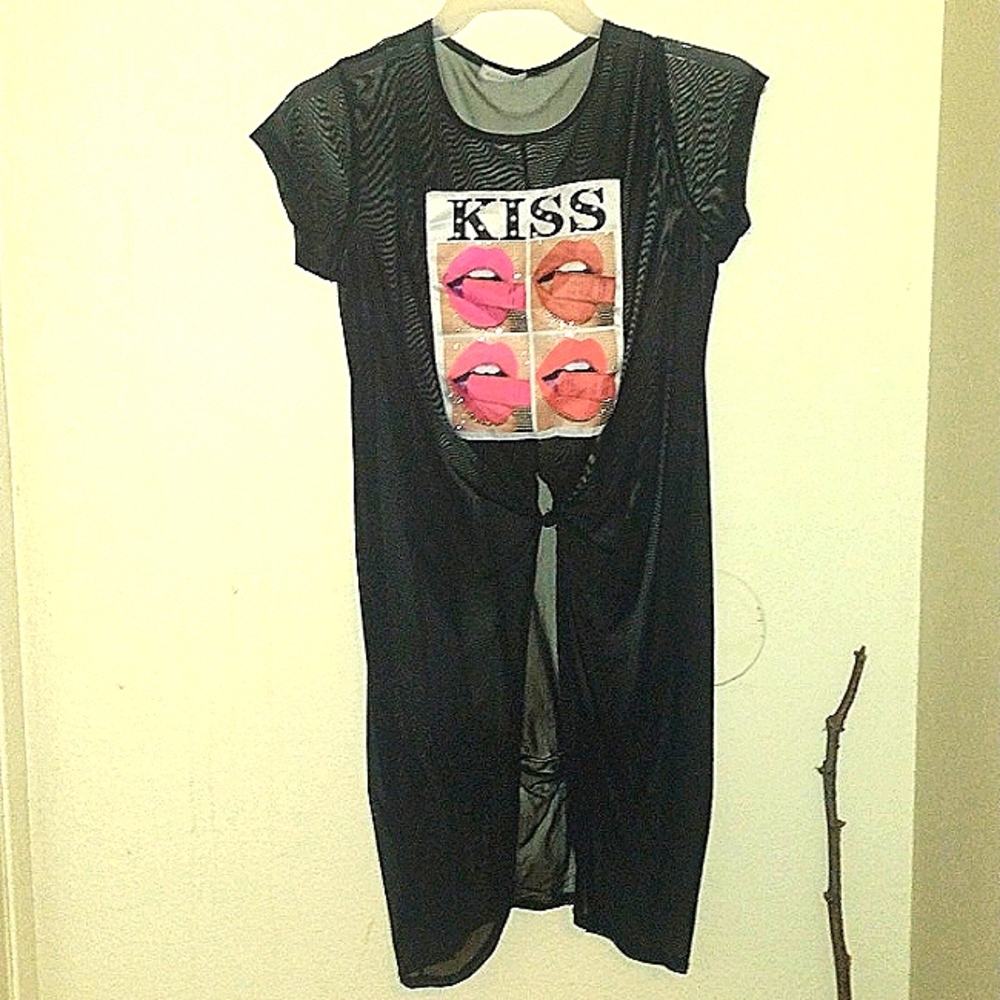 OCCASION®™ black transparent mesh top